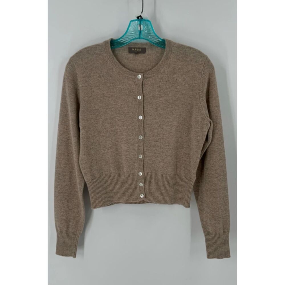 N.Peal 100% Cashmere Brown Crewneck Cardigan – Size S